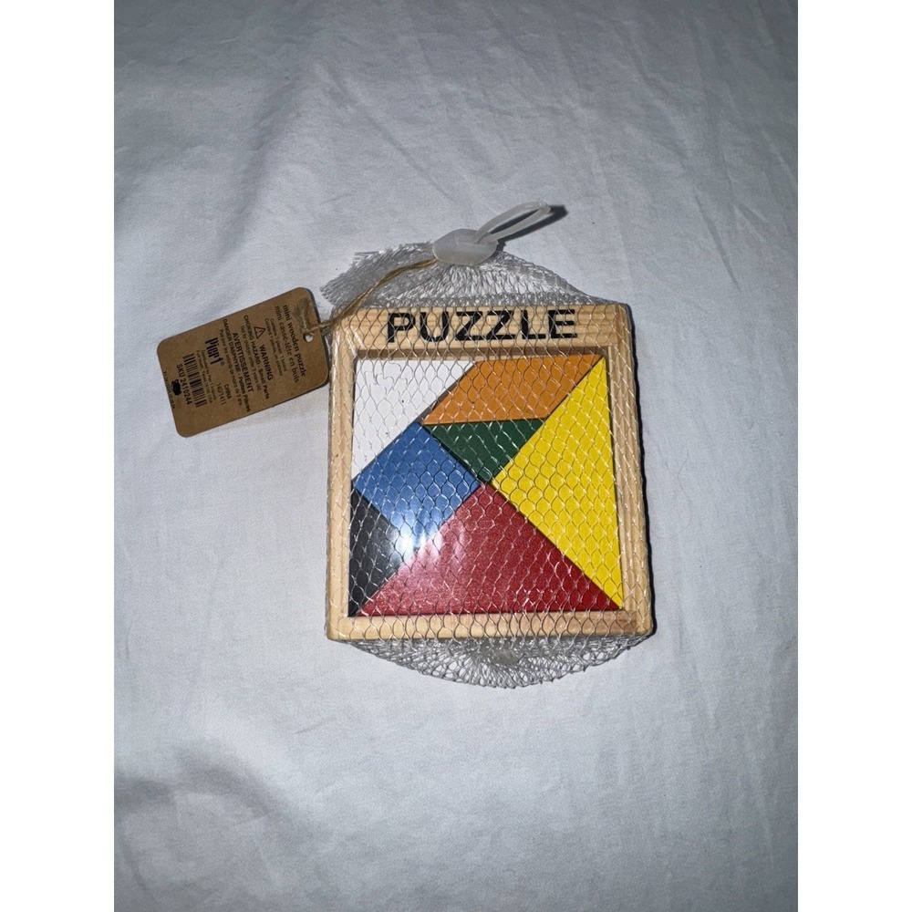 Pier 1 Mini Wooden Plastic Puzzle Brain Teaser Colorful Triangles Kids Gift